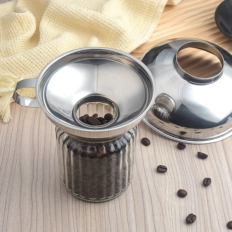 100Pcs Stainless Steel Wide Mouth Funnel Oil Wine Beans Spices Kitchen Packing Filter Gadgets Can Accessories Tools