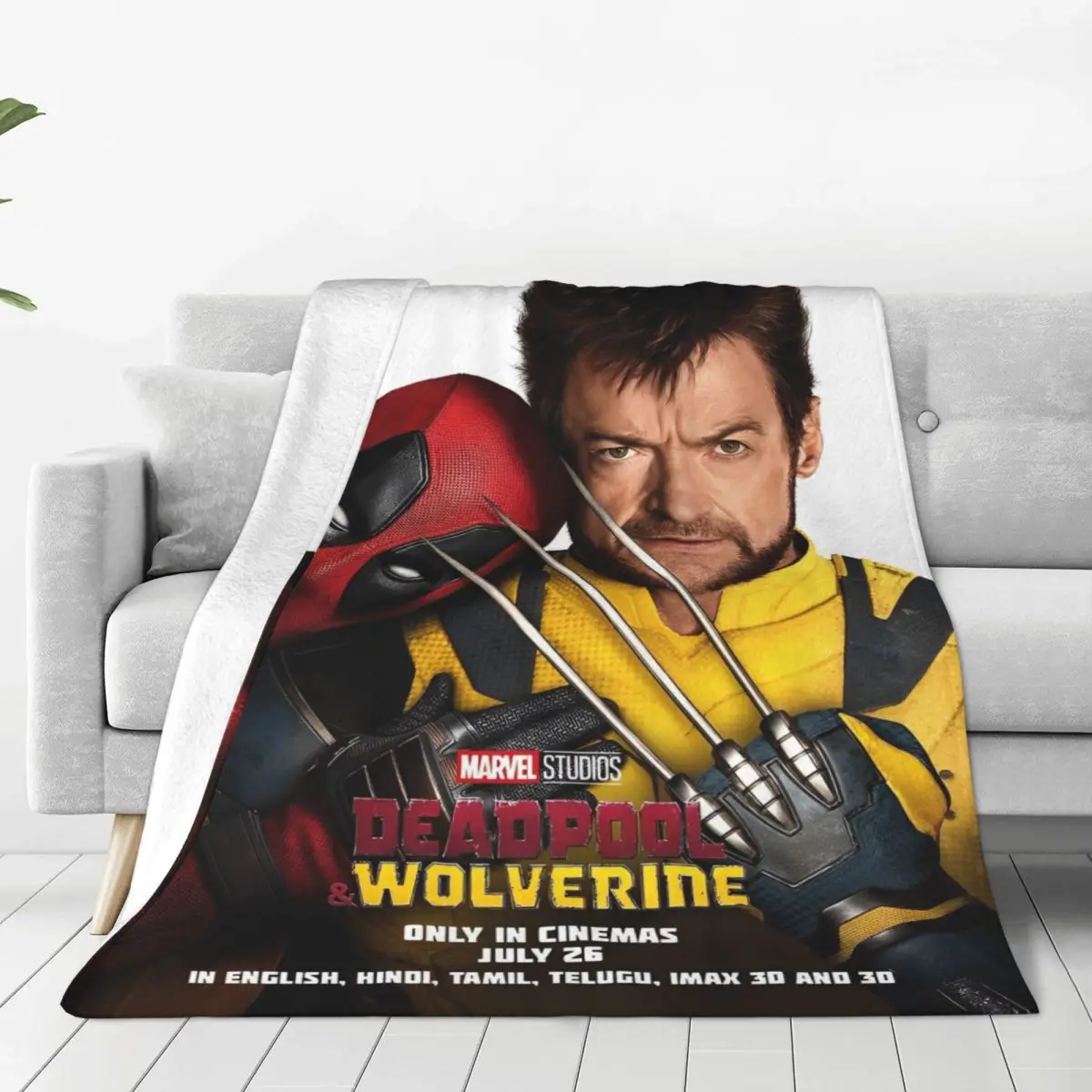 Deadpool & Wolverine Flannel Blanket Fantasy Soft Durable Throw Blanket for Bedroom Decorative Pattern Bedspread Sofa Bed Cover