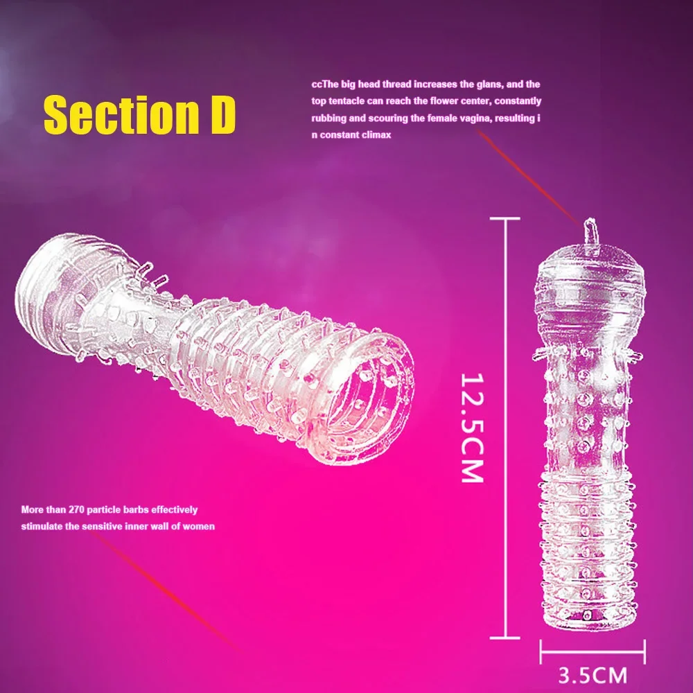 Spike Penis Sleeve Reusable Condoms Sex Toys for Men Delay Ejaculation G Spot Stimulation Safer Contraception Cock Ring Extender view 4
