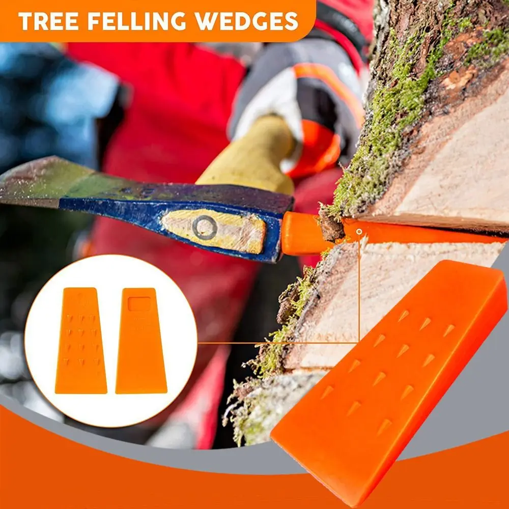 Cuñas para tala de árboles de 14cm, cuñas de motosierra antideslizantes y resistentes al desgaste para árboles, herramienta de corte de árbol con cuña de división naranja resistente