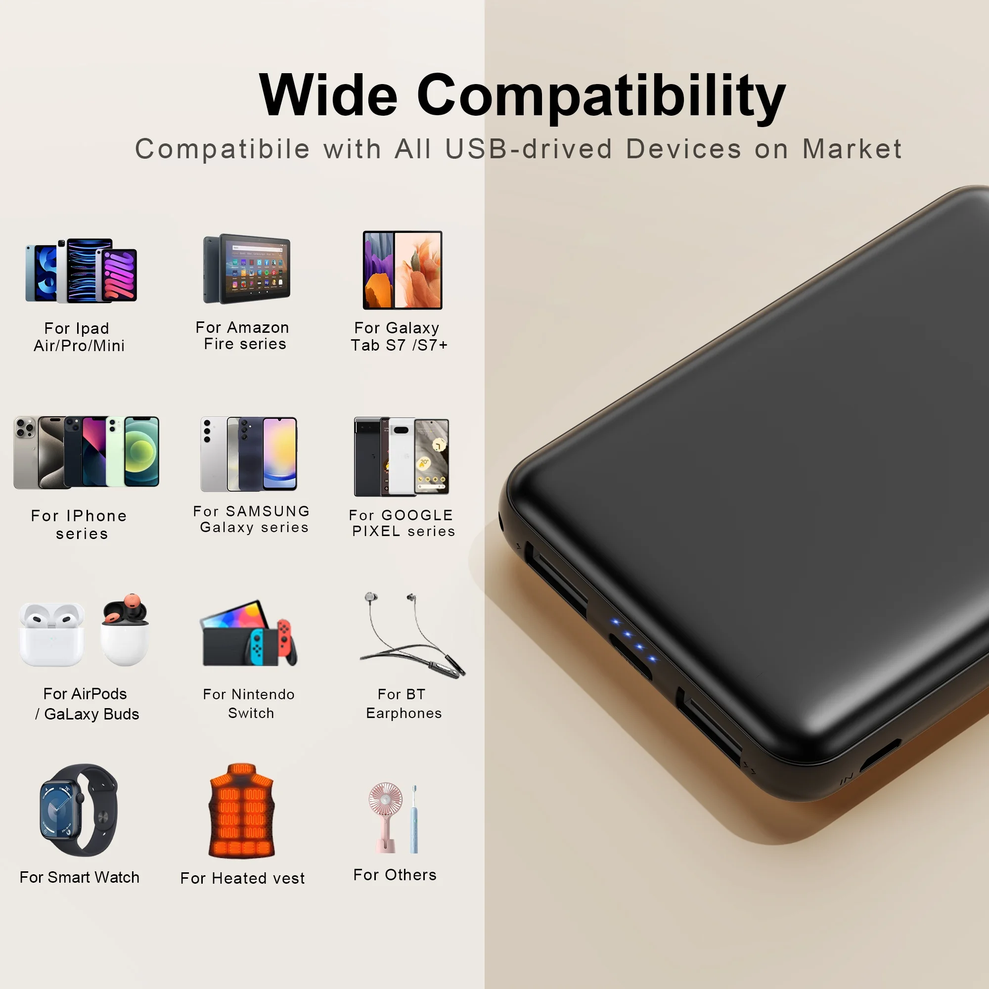 Mini cargador portátil Power Bank de 6000 mAh,