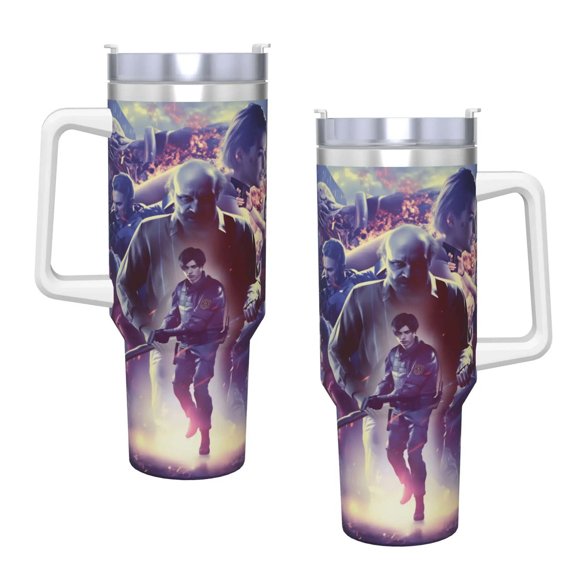 Residents Evils Stainless Steel Tumbler  Travelist Thermal Cups With Straws and Lid 40oz Car Mugs Cold Drink Water Bottle