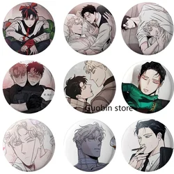 58mm Korean BL Anime Roses and Champagne Manhwa Button Pin Boys Love Manga Caeser Lee Won Brooch Badge Bag Decor Fans Collect