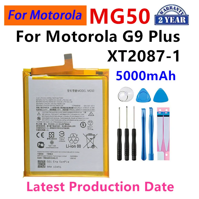 100% Original  MG50 5000mAh Battery For Motorola Moto G9 PLUS G9+ XT2087-1 Phone Batteries+Tools