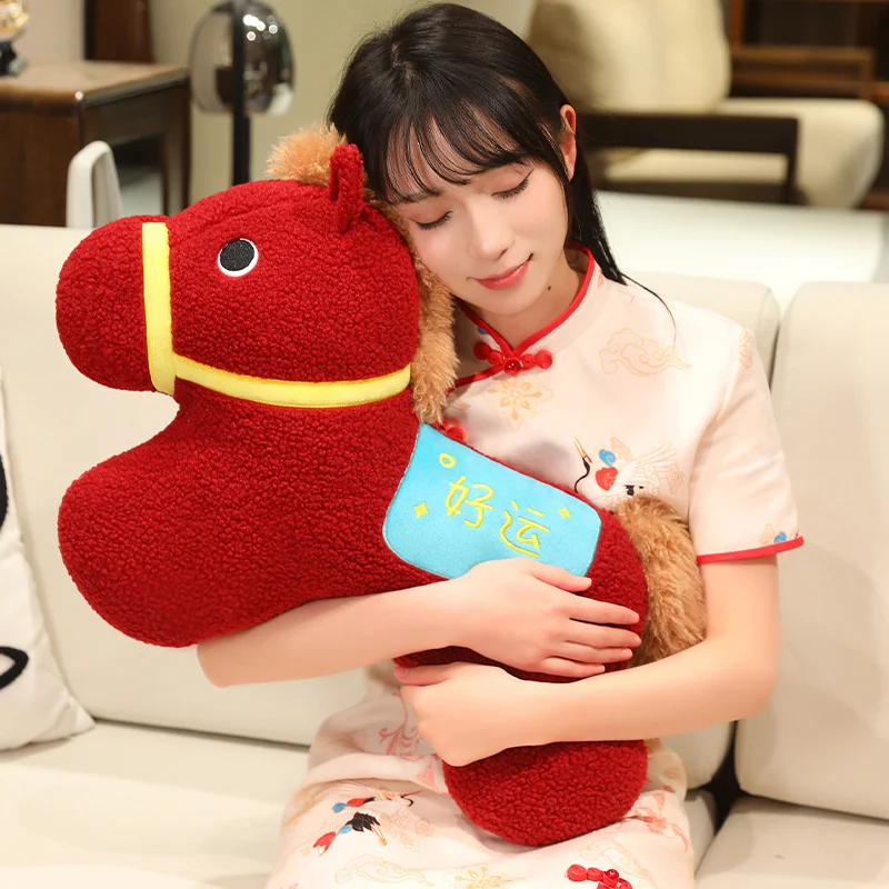 New Year's Red Lucky Horse Throw Pillow Simple Home Style Pillow Sofa Cushion Kid Birthday Gift