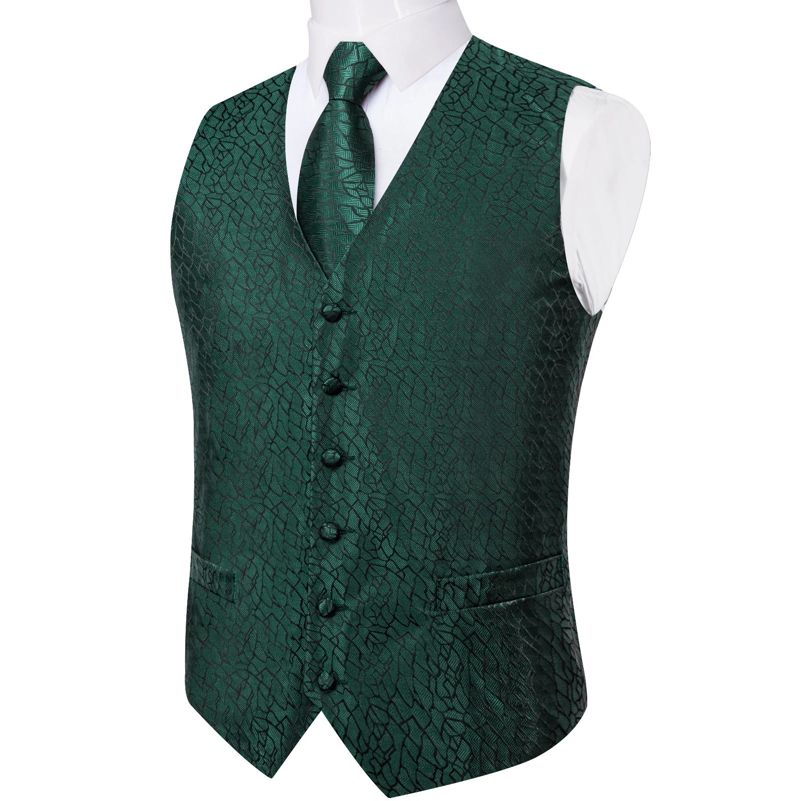 Luxus kleid weiß Paisley Hochzeits weste für Mann Anzug Mode Männer Business Smoking Weste Westen Anzug Krawatte Set Chaleco Hombre – Detail 38
