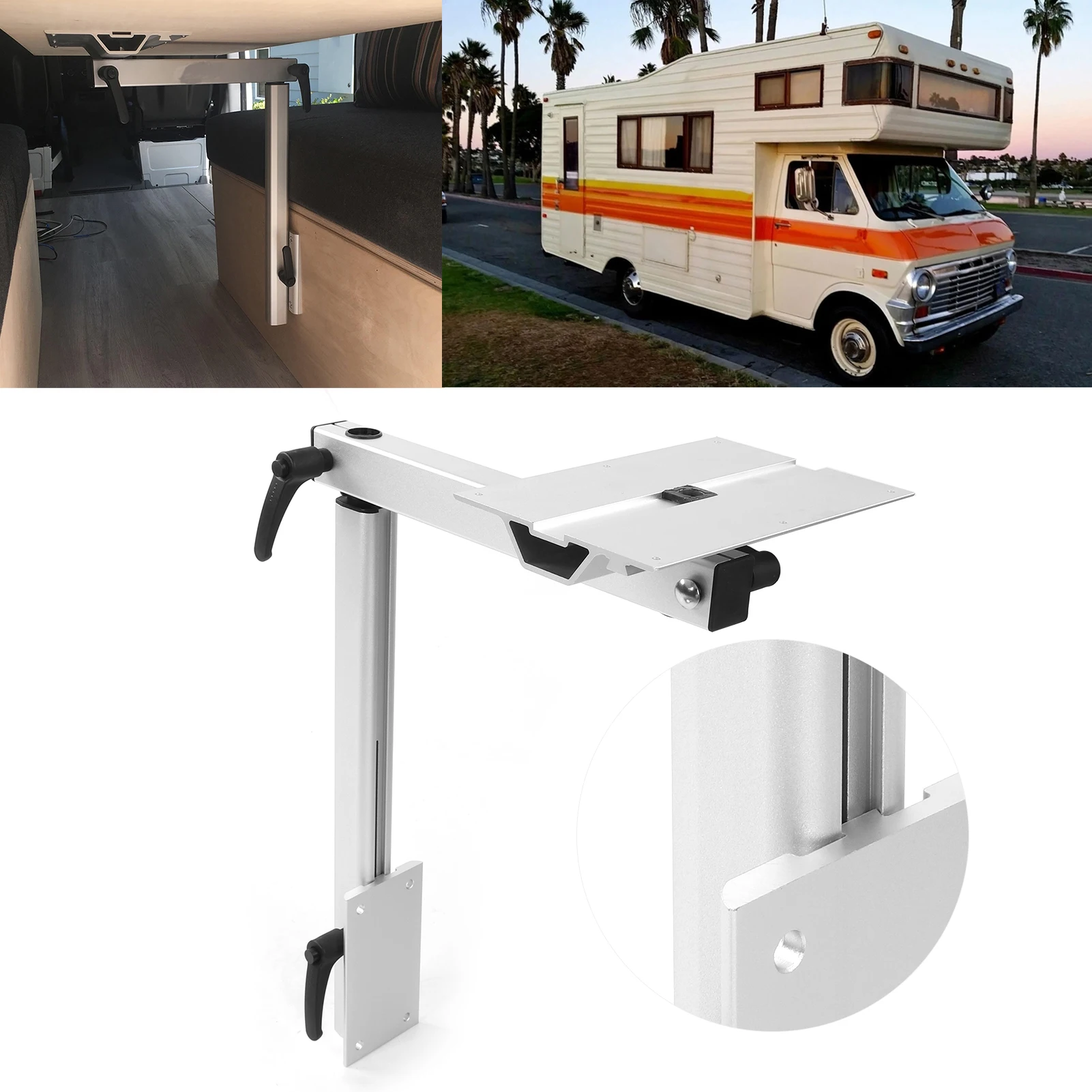 

Removable Laptop Table Leg Bracket 360 Degrees Rotatable Adjustable for RV Caravan Motorhome