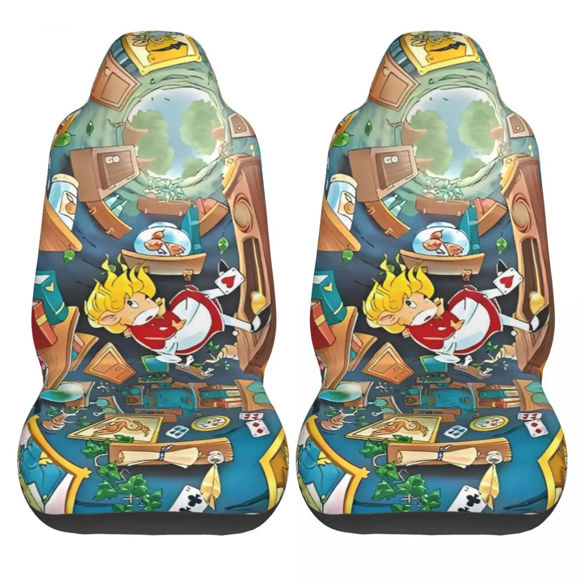 

Alice In Wonderland Car Seat Covers Stretchable 2 Pcs Auto Seat Covers High Quality Interior Polyester Cover