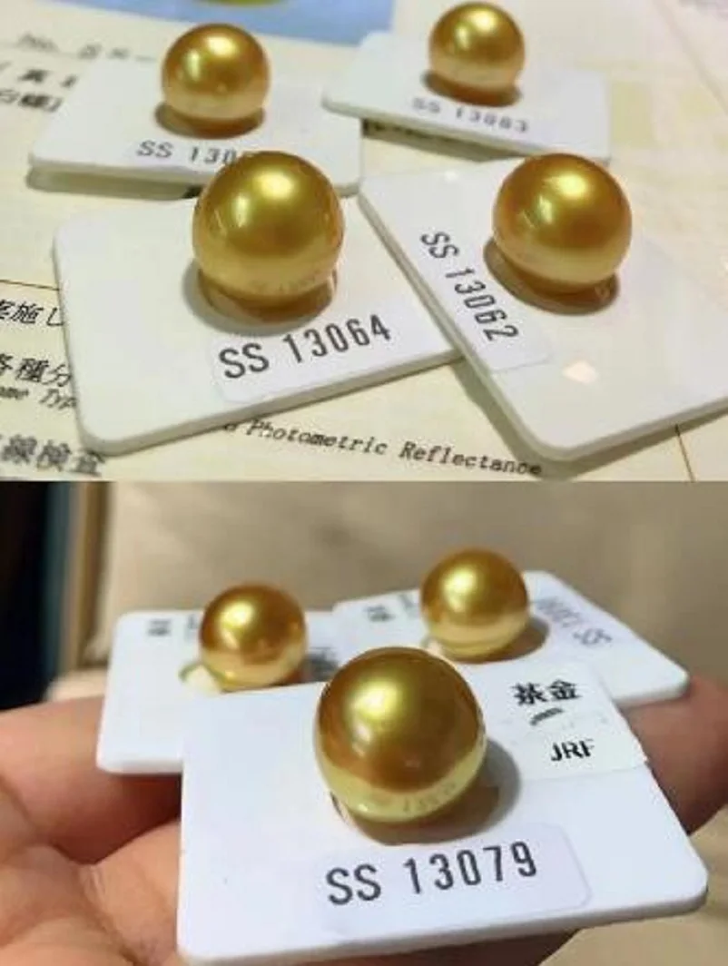 Gorgeous AAAAA Huge 9-12mm Round South Sea Golden pearl