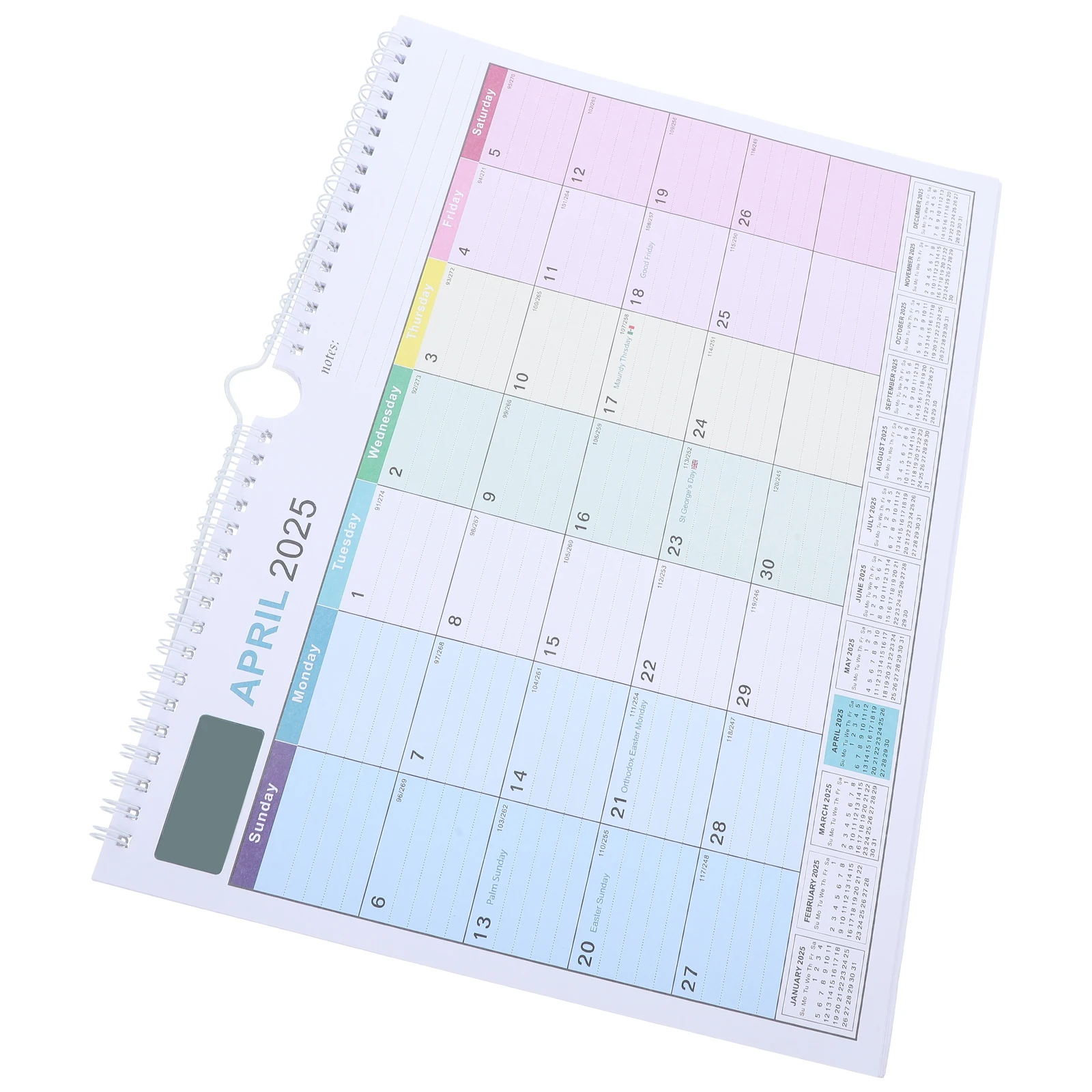 تقويم معلق على الحائط، مخطط شهري، ربط حلزوني، تصميم عمودي، عطلات، مكتب عائلي، منزل، جمالي، فليب سنوي #1