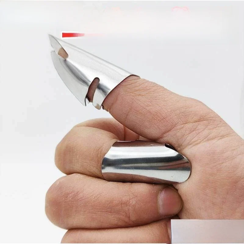 Stainless Steel Finger Protection Cover Iron Nail Guard Thumb Knife Garlic Peeler Bean Podder Adult Hand Protection Accessories