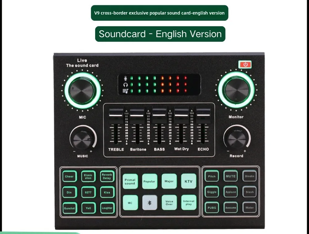 V9 sound card soundcard microphone set USB sound card live broadcast Karaoke computer mobile phone V8 upgraded version