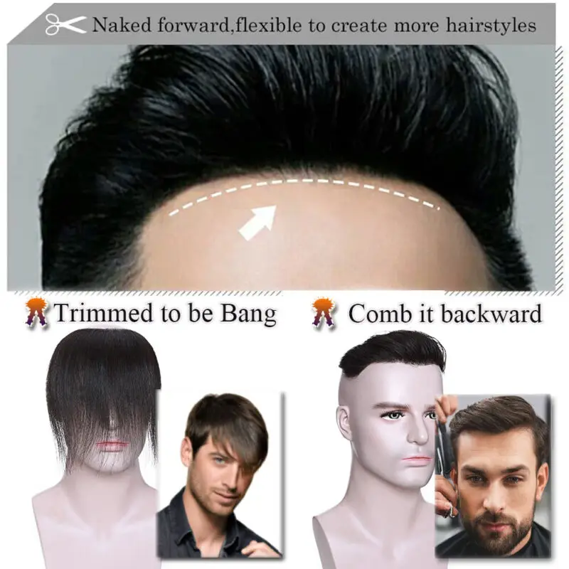 Thin Skin PU 0.05-0.14mm V Loop Men Capillary Prosthesis V Front Style Men Toupee Human Hair Wigs Male Wig Natural Wig For Men