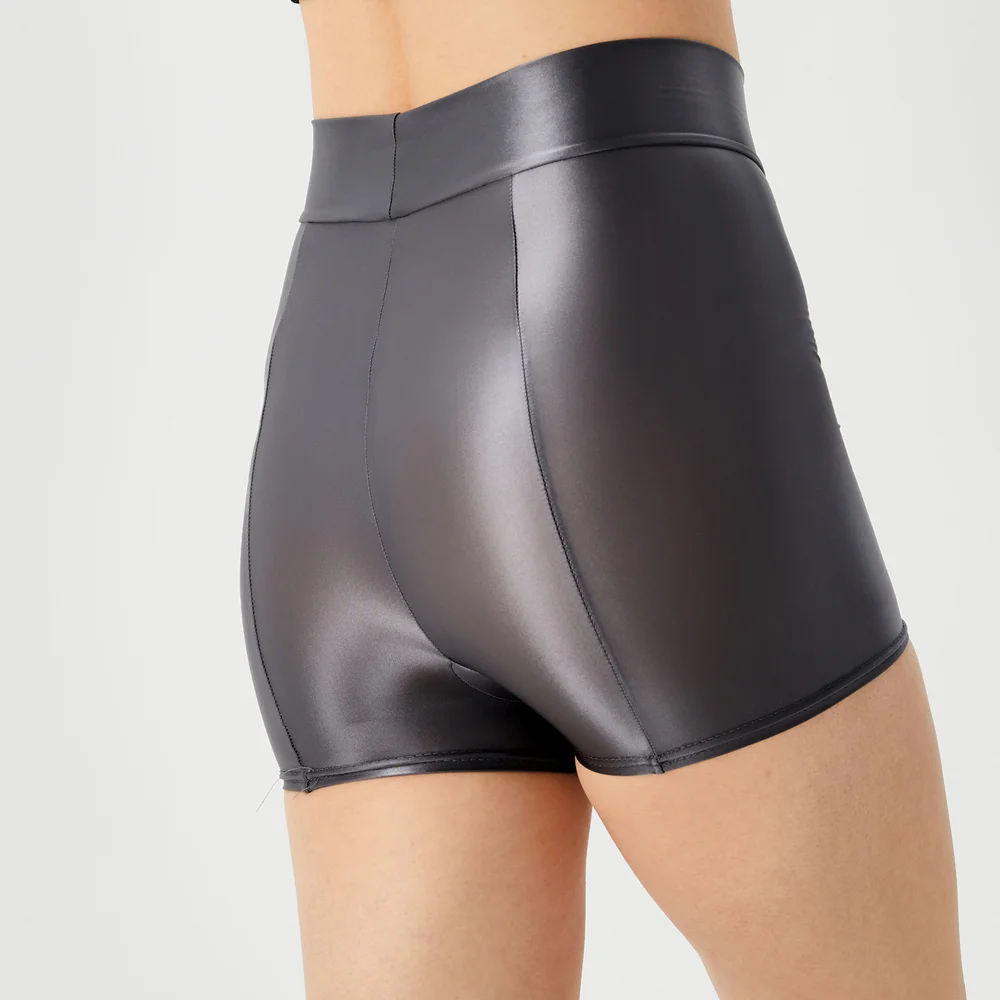 مثير النساء وصمة عار السلس عالية المرونة ملخصات لون الحلوى النفط لامعة لامعة اليوغا قصيرة الملاكمين مثير سلامة السراويل الملابس الداخلية