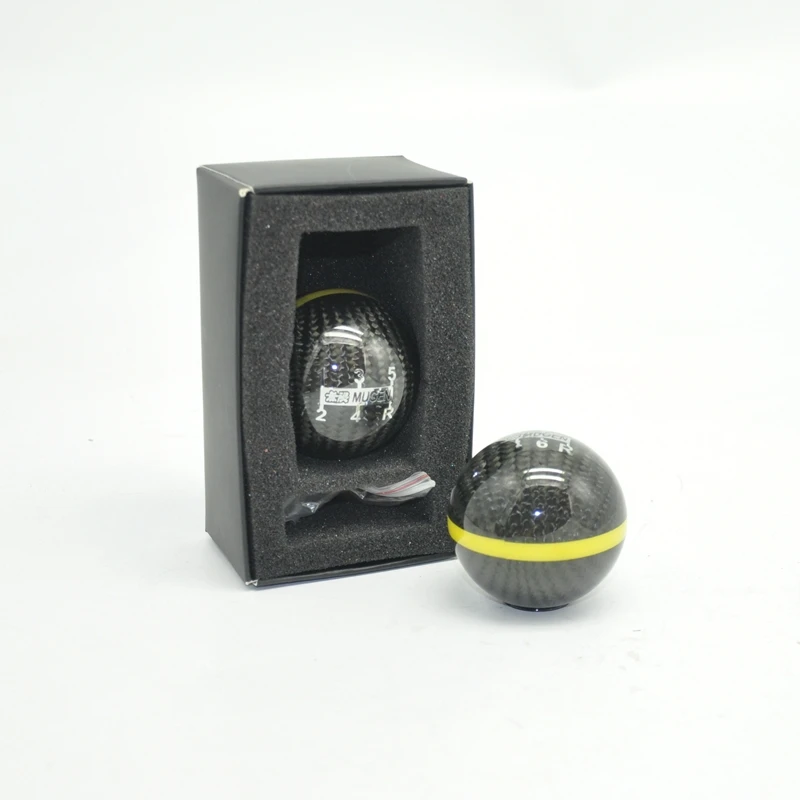 JDM style Yellow line 5/6 Speed M12x1.25 Mugen Carbon Fiber Gear Shift Knob For Honda Acura/TOYOTA/NISSAN