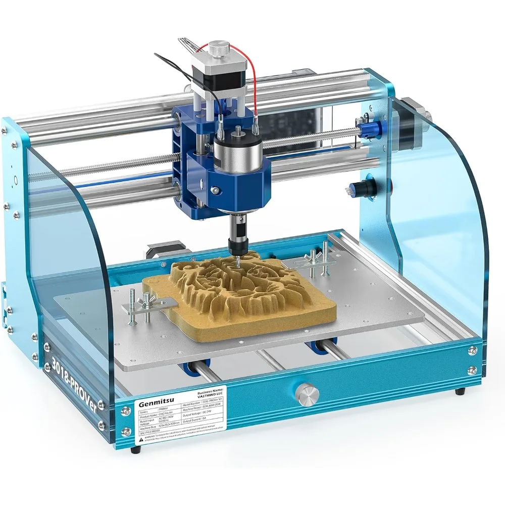 V2 CNC Router Machine for Beginner, Mini Milling Engraver Kit with Z-Probe, Limit Switches, E-Stop, Ideal for Wood, Acrylic,MDF