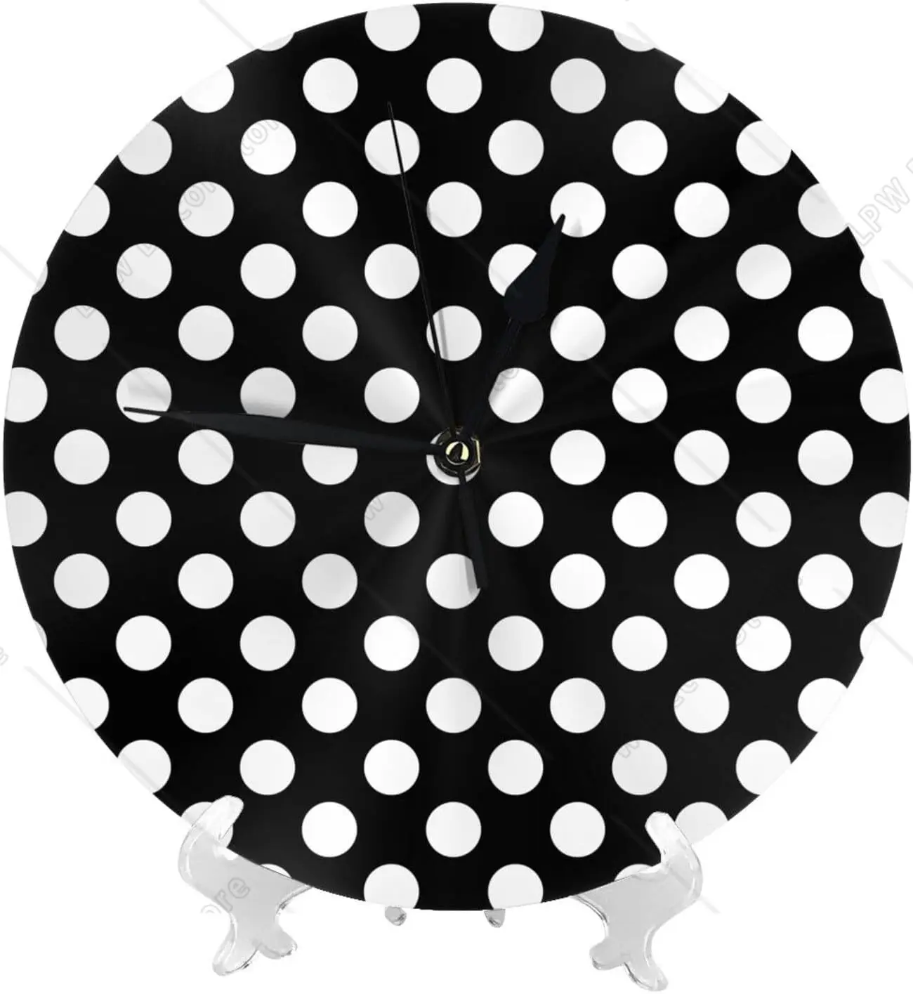 Wall Clocks Battery Operated 10 InchBlack White Polka Dots Print Modern Silent Small Wall Clocks for Living Room Kitchen Office