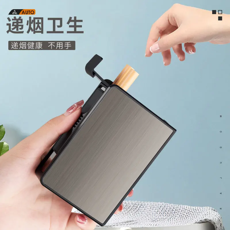 Men 20 Automatic pop-up cigarette Large capacity Cigarette case Portable pressure resistant Stylish aluminum alloy Cigarette Box