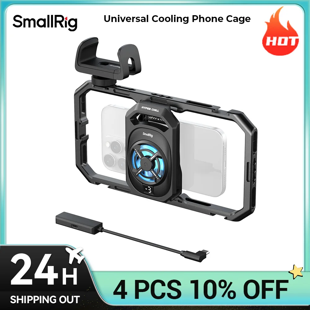 SmallRig 17 Pro / 17 Pro Max قفص الهاتف الذكي الكل في واحد نظام تبريد محمول 15 وات لهاتف iPhone 17 Pro 2 في 1 USB-C الصوتي والطاقة