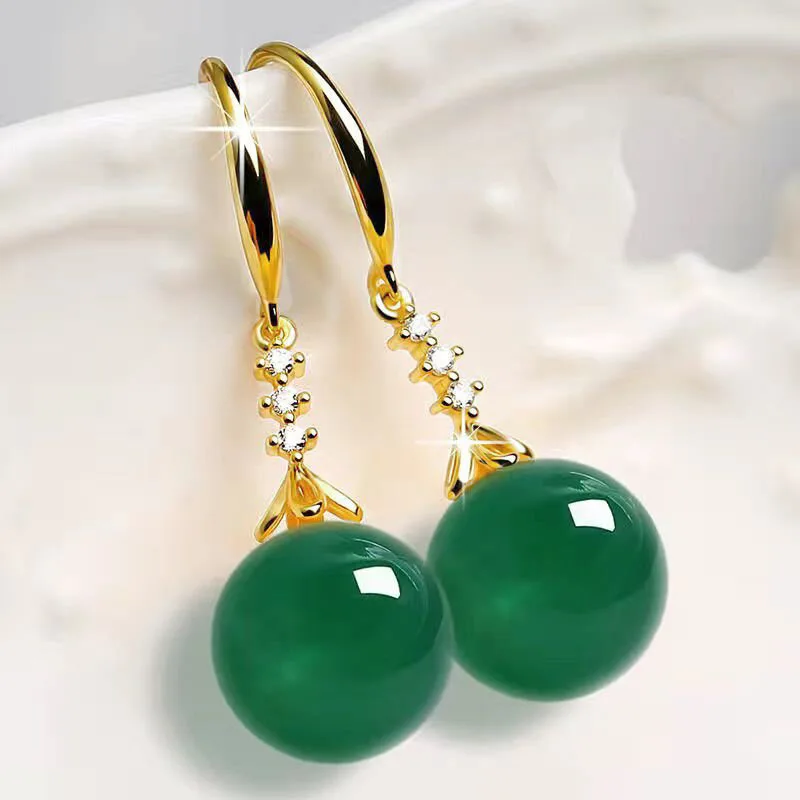High End Elegant and Trendy Stone Luster Earrings with Antique Style, Elegant and Niche Design, Retro Accessories Wholesale