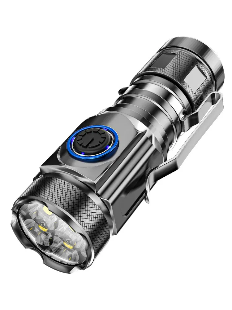 Portable Camping Flashlight Rechargeable Mini Lanterna Keychain Light Aluminum Alloy Tourch Powerful Latarka Outdoor Equipment