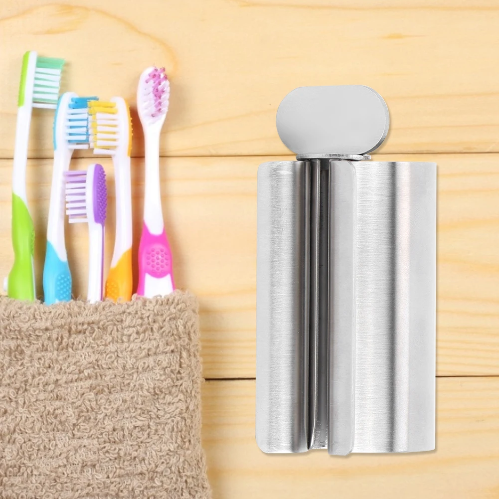 Dispensador giratorio de rodillo de acero inoxidable para ungüentos, cosméticos, accesorios de baño, rodillo de tubo exprimidor de pasta de dientes