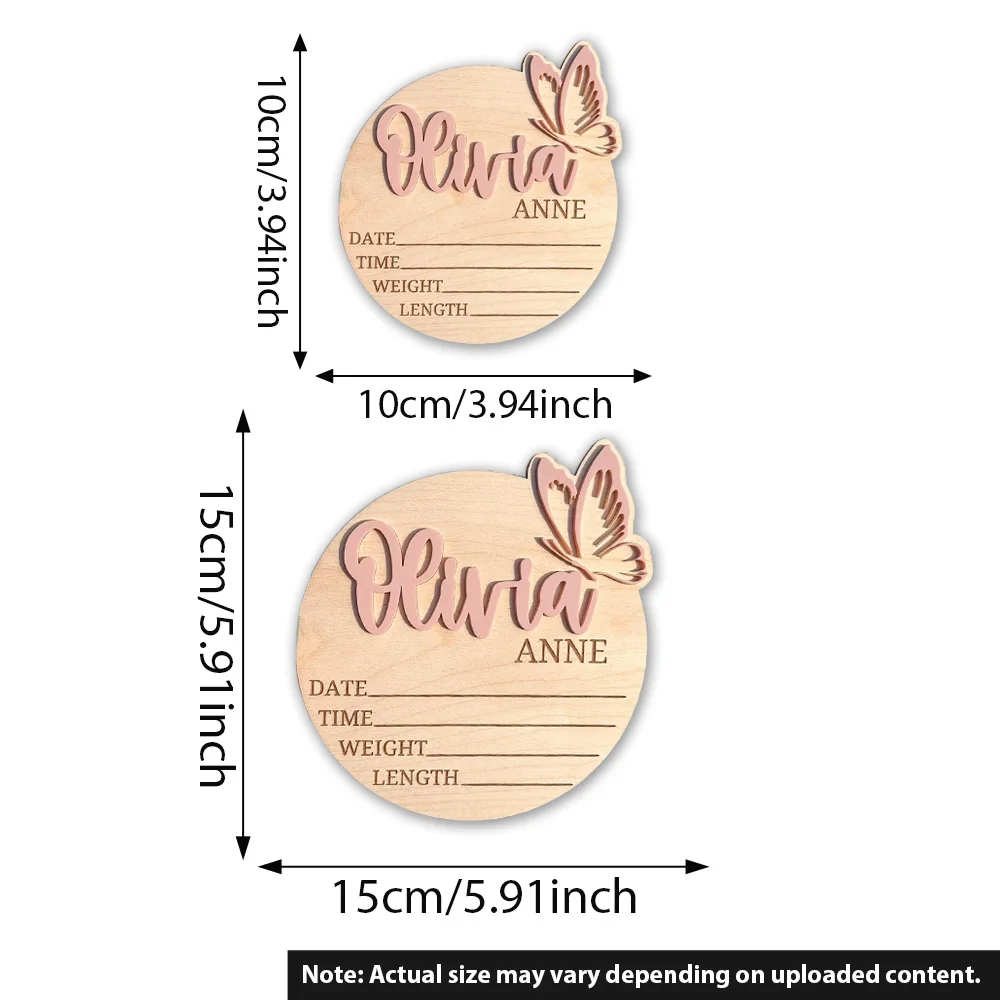 Baby Girl Name Sign With Butterfly, Baby Name Announcement Sign, Wooden Name Sign, Birth Hospital Announcement Sign, image 5