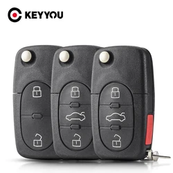 KEYYOU 2/3/4 pulsanti HAA Car Remote Key Shell Case Fob per Audi TT A2 A4 A6 A8 Quattro Flip pieghevole CR1620 CR1616 portabatterie