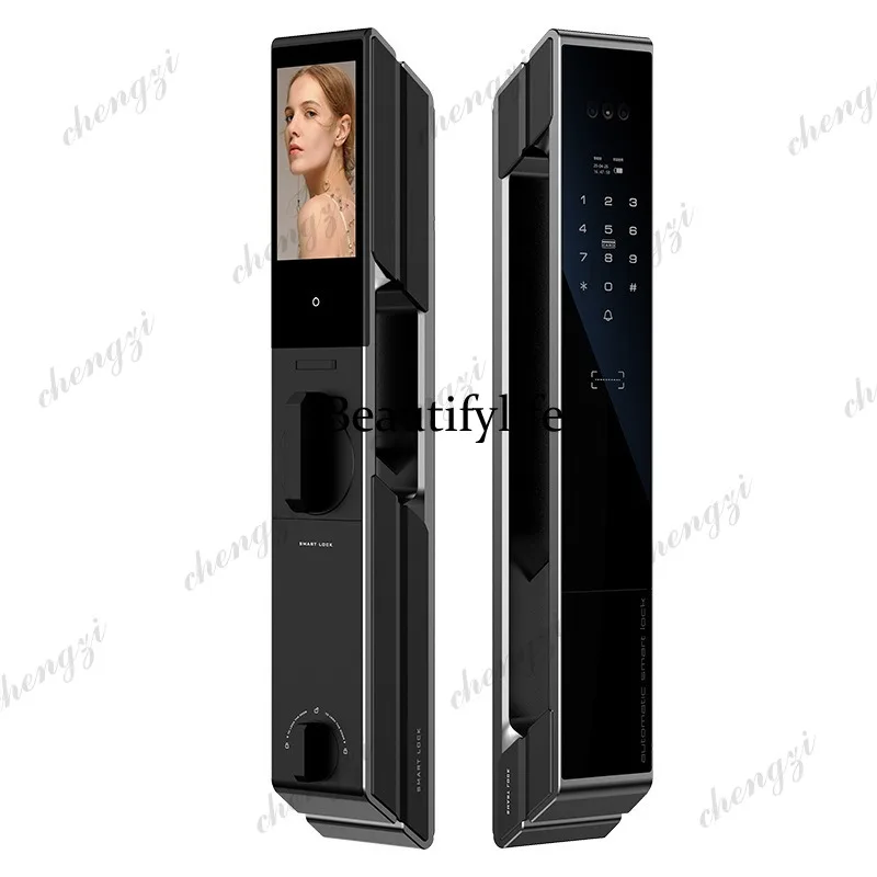 Dual electric dual camera face fingerprint door lock graffiti smart electronic lock