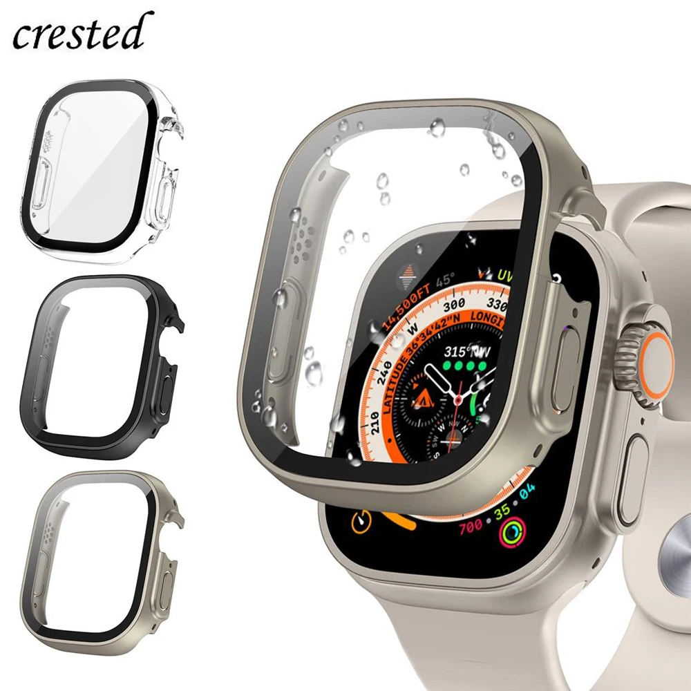 Funda impermeable para Apple Watch, Protector de pantalla Ultra, cubierta de borde recto de 49mm, iWatch series 8 SE 7 4, 45mm, 41mm, 44mm, 40mm