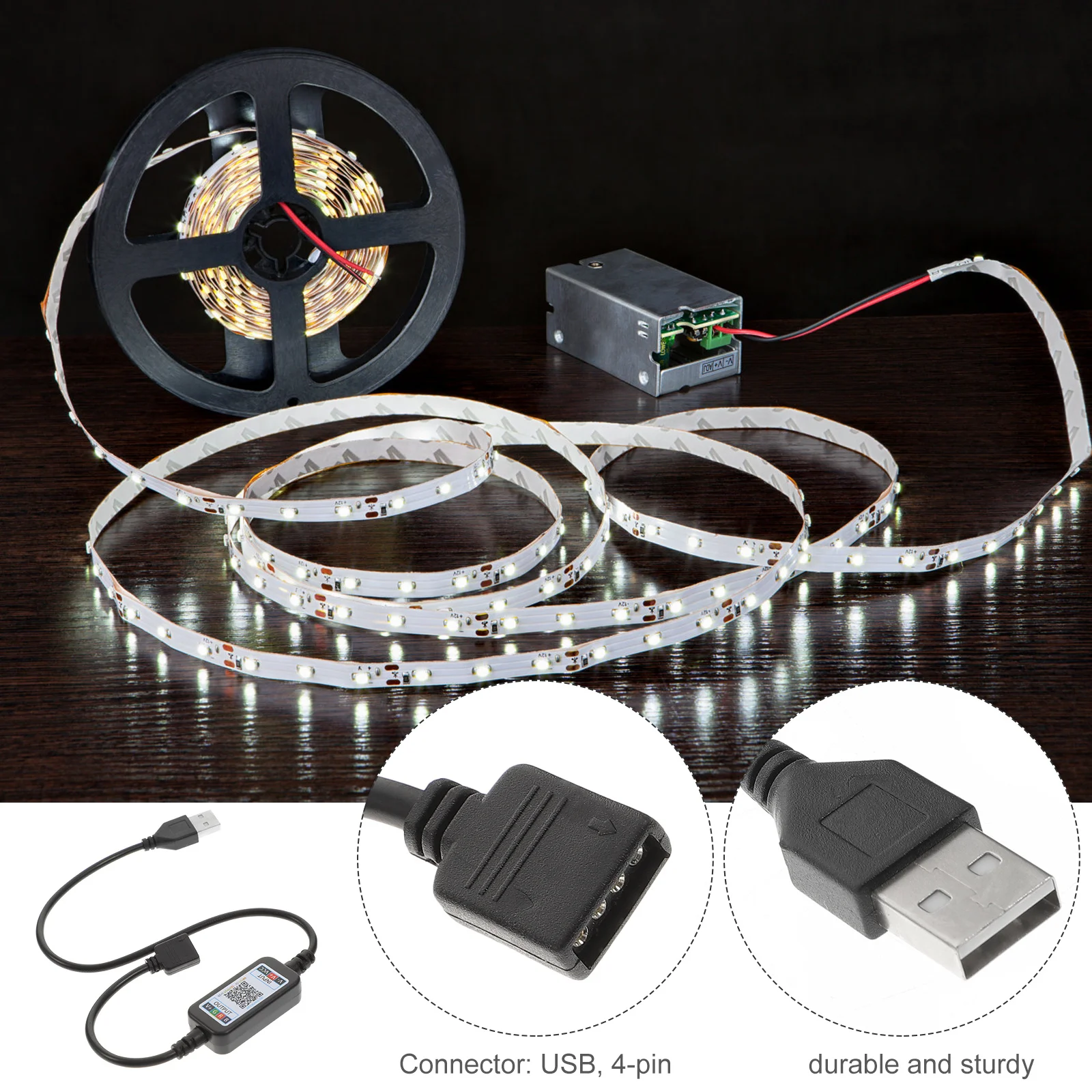 

Smart Wireless LED Controller 4-Pin Rgb USB Powered Multi-Function Timing Speed Music Mode for Strip Light