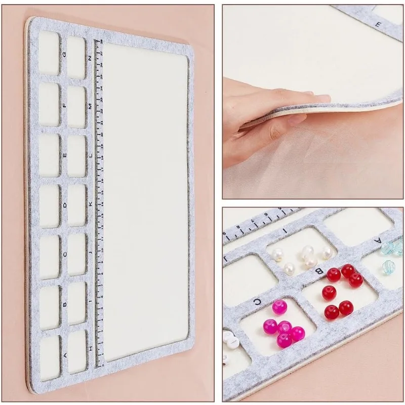 Square Felt Bead Design Boards Medium Felt Beading Mat with Centimeter Alphabetic Scale Beads Tray Bead Pads for Art Crafts