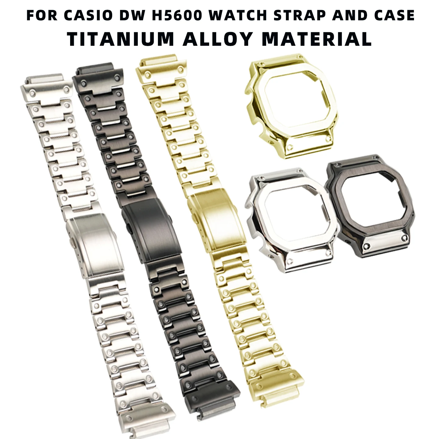 Lightweight Titanium Alloy Strap And Case For Casio G-SHOCK DW-H5600, Premium Titanium Metal Watch Band Mod Upgrade Parts