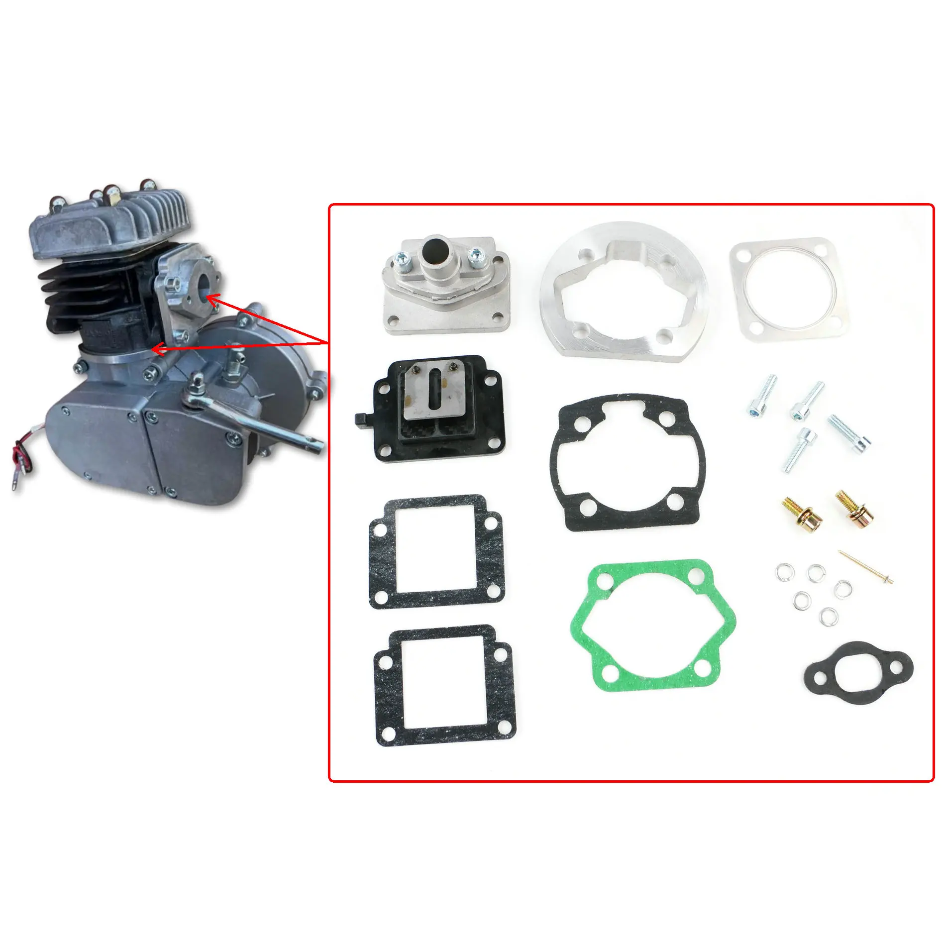 Zestaw części CNC do 2-suwowego silnika rowerowego F80 47MM 80CC F80 2V