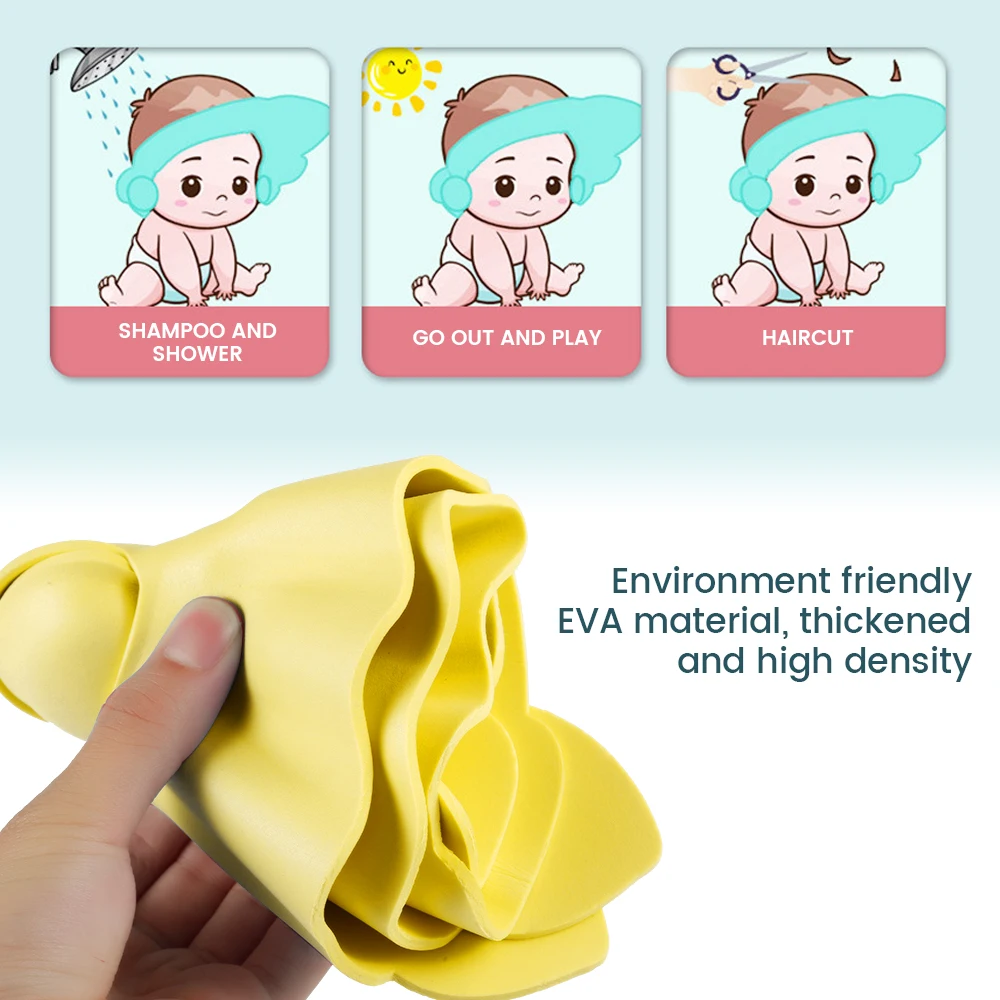 Cute Baby Bath Shower Cap Adjustable Kids Infant Girl Boy Ear Protection Shampoo Cap Children Hair Wash Hat Head Cover