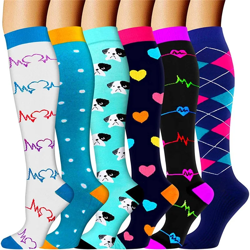 

Compression Stocking Cute Animal Running Sport Socks Varicose Veins Blood Circulation Pressure Edema Compression Socks