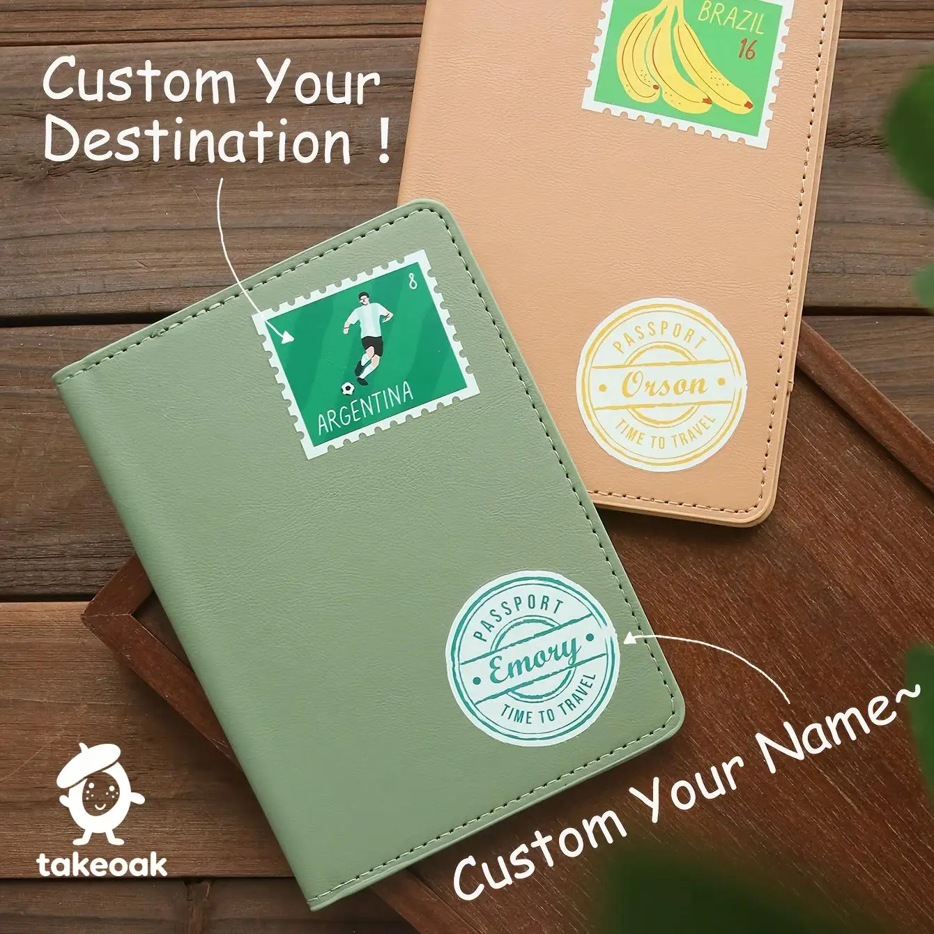 

Personalized Name and Destination Passport Holder Customized Landmarks Synthetic Leather Passport Cover with Printing Case