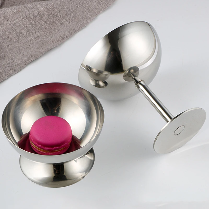 1Pc Stainless Steel Goblet Bar Wine Glasses Party Ice Cream Cups Dessert Cup New