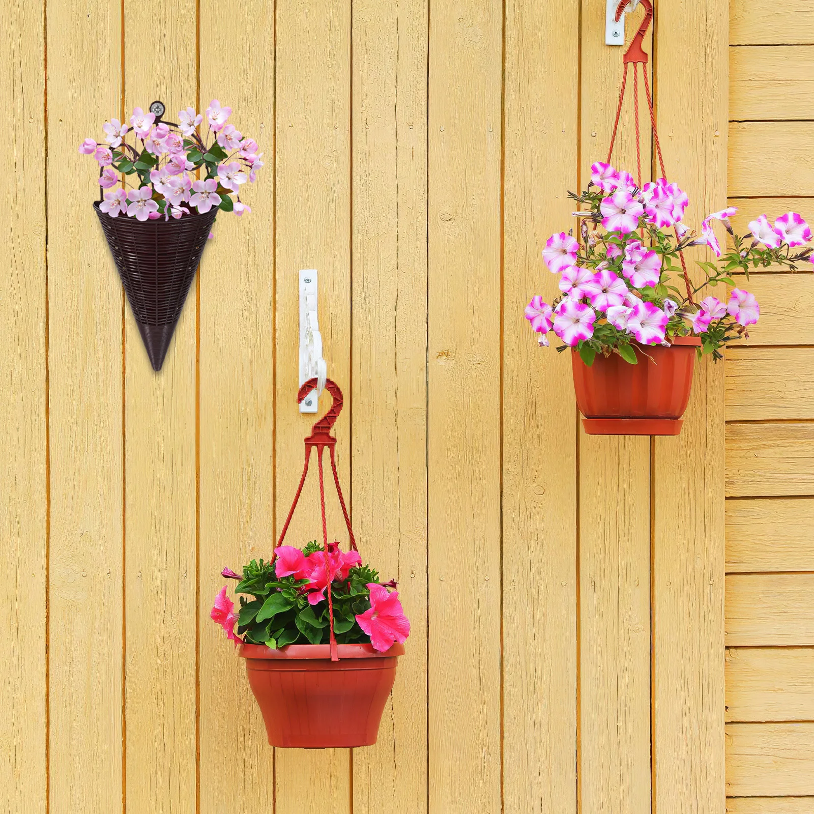 

3pcs Orchid Hanging Baskets Woven Wall Flower Storage Basket For Indoor Plants Fruit Vegetable Holder Farmhouse Style