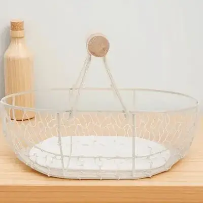 

Premium Iron Handheld Bread Fruit Basket Storage Holder Portable Serving Tray For Party Home Sturdy Wire