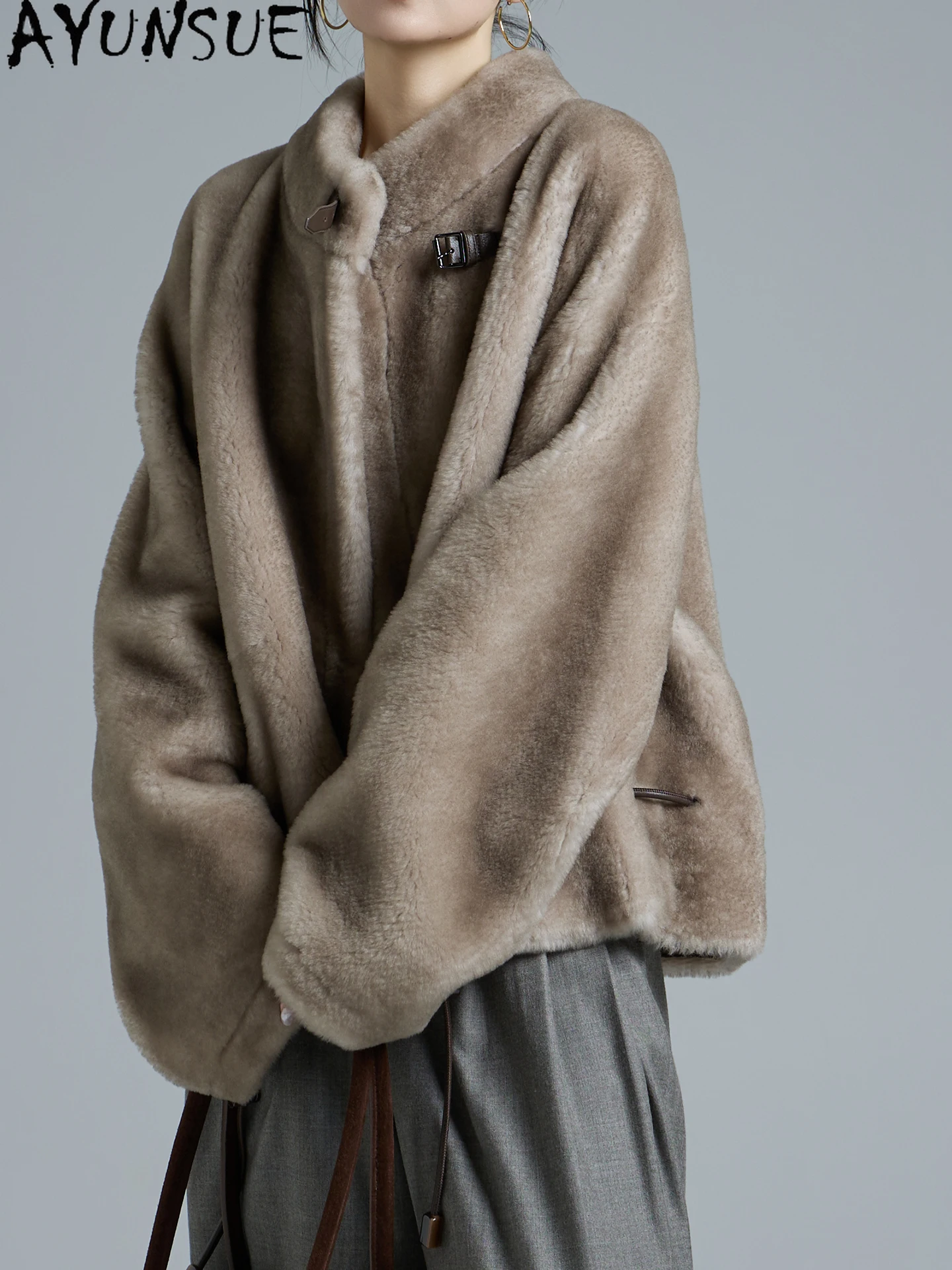 Ayunsue casaco de pele de pele de carneiro natural de luxo feminino casacos de pele real quentes roupas de inverno mulher jaqueta de couro genuíno Шуба Ж Döncud