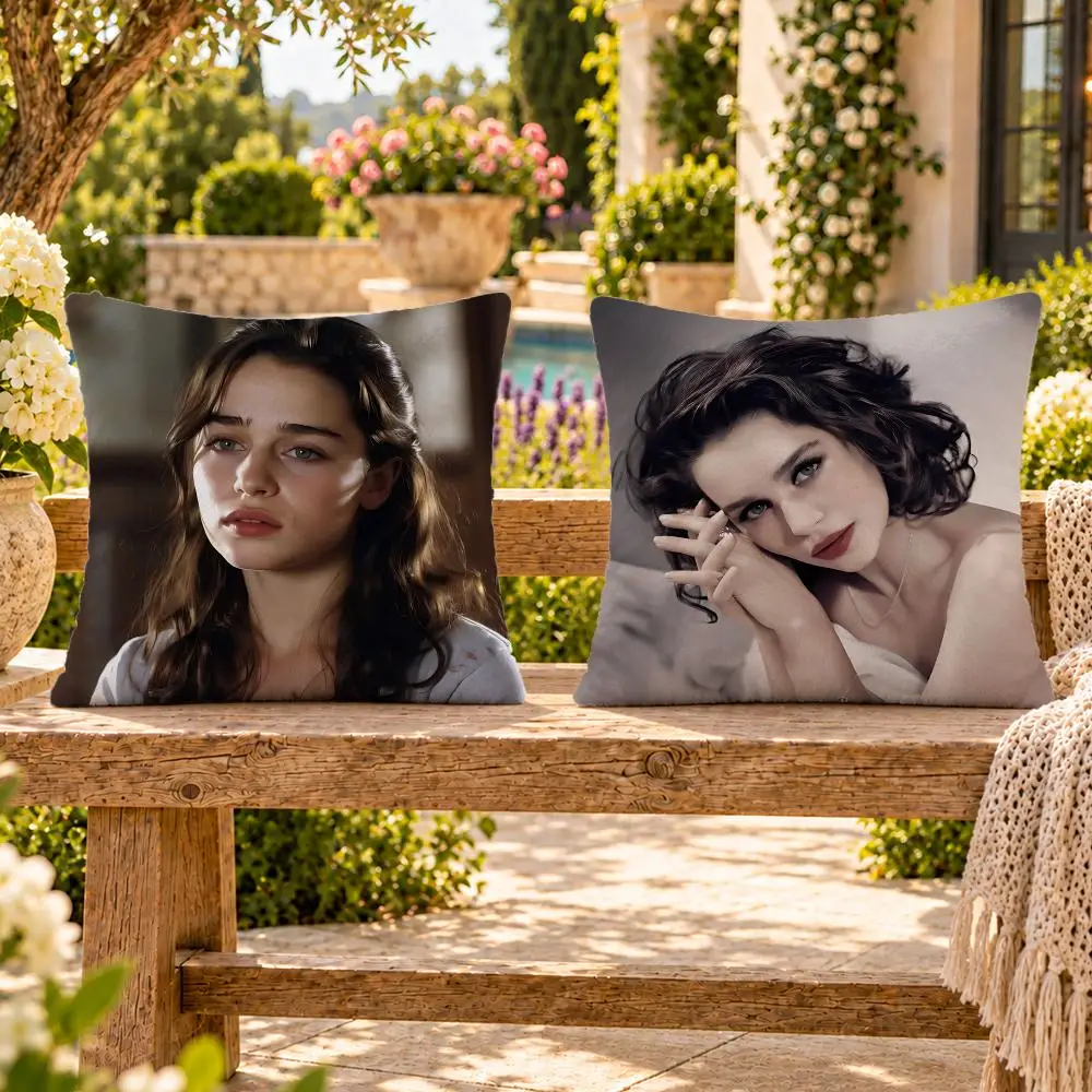 Actor Fantasy Emilia Clarke Cushion Cover Soft Plush Throw Pillow Cover Washable Sofa Bed Patio Chair Home Decor
