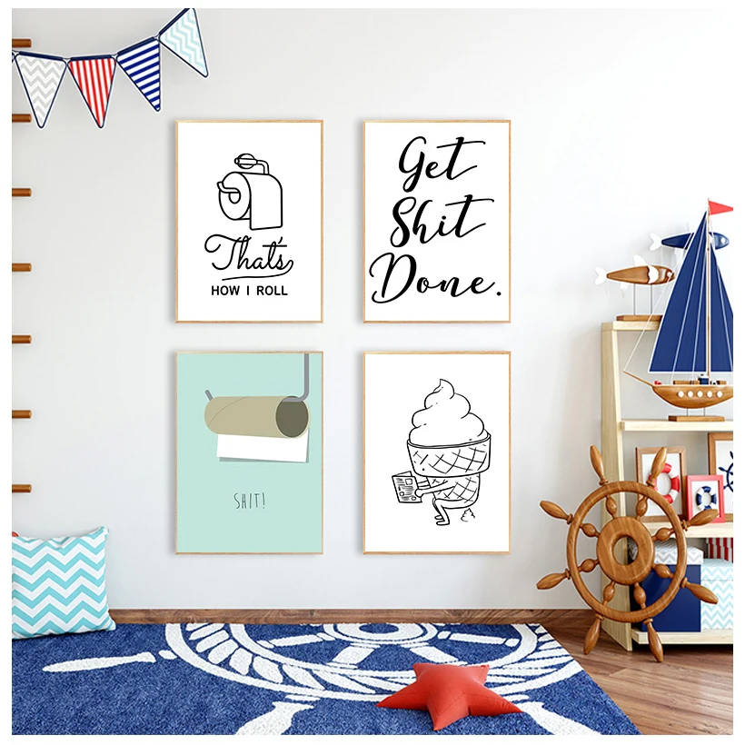 A5 A4 A3 A2 Canvas Painting Decoration Funny Toilet Picture Get Shit Done Ice-Cream Wall Art  Picture Poster Home Decoration