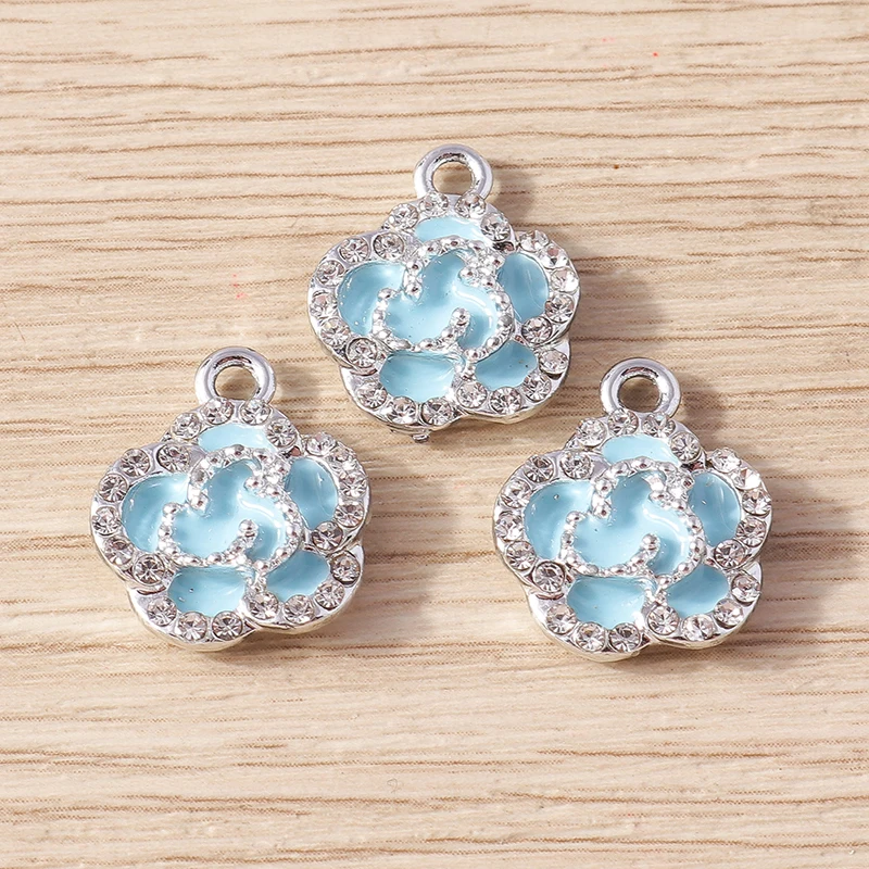 10 Stück 14x17mm Niedliche Kristallblumen-Anhänger für Schmuckherstellung, DIY Tropfenohrringe, Halsketten, Armbänder, Schmuckzubehör – Detail 9