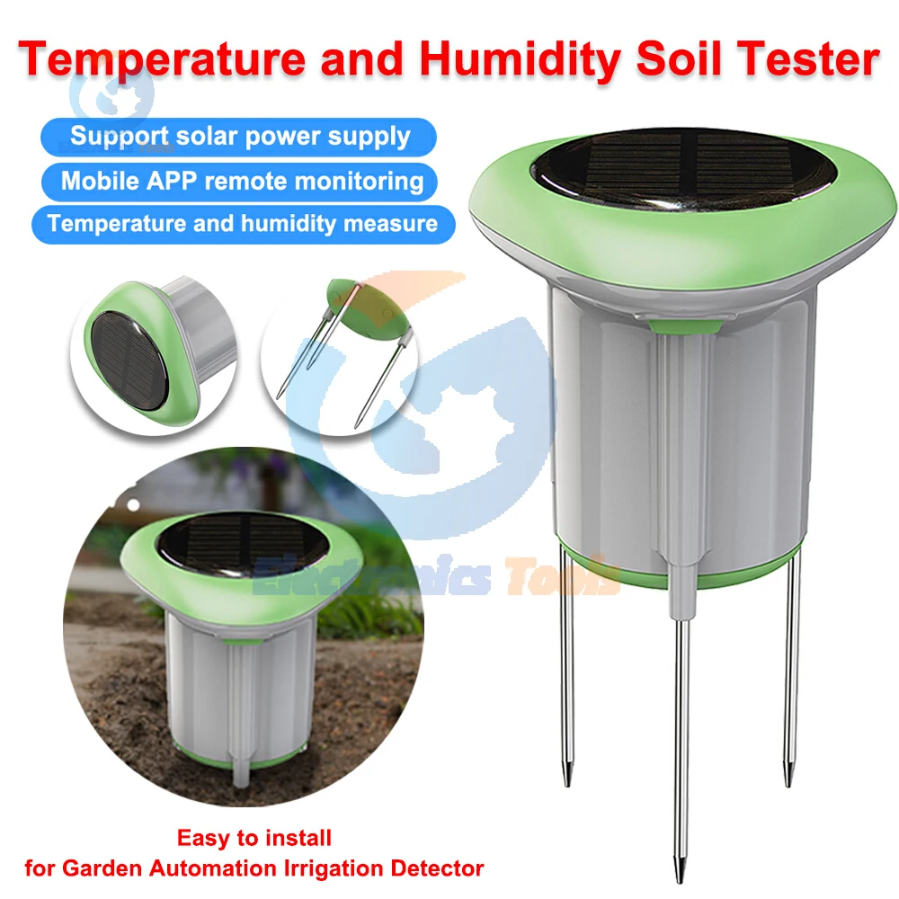 

Solar Soil Tester Works with Tuya Smart WIFI Soil Waterproof Temperature and Humidity Detect Meter 45m 2.4GHz Remote Monitor