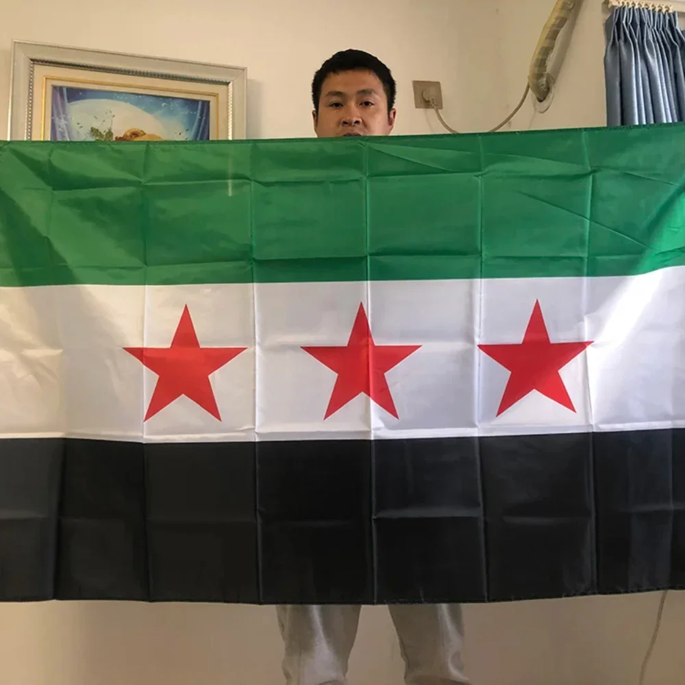 Syria Flag 90*150cm Polyester Hanging Banner the Syrian Arab Republic Syrian Three Star Flag For Home Decoration Flags