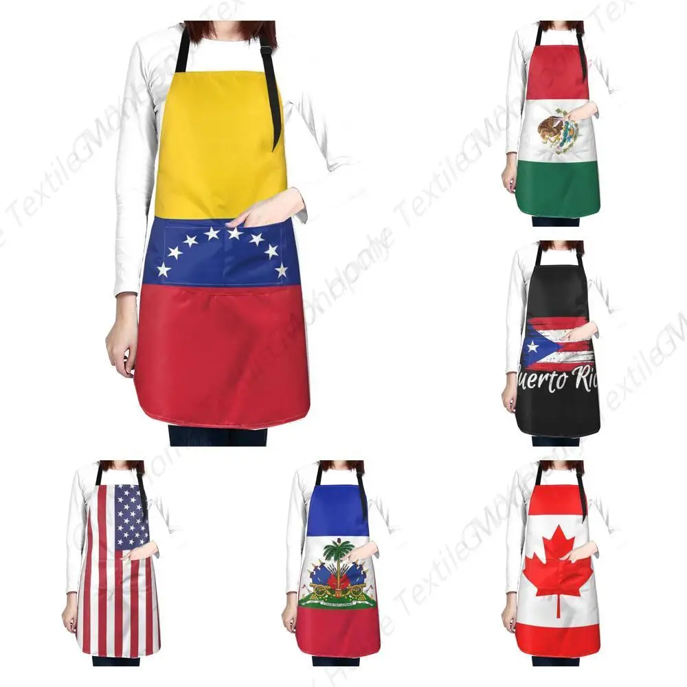 Cute Venezuela Flag Kitchen Cooking Apron Adjustable Venezuelan Aprons with 2 Pockets for Women Men Kitchen,Gardening