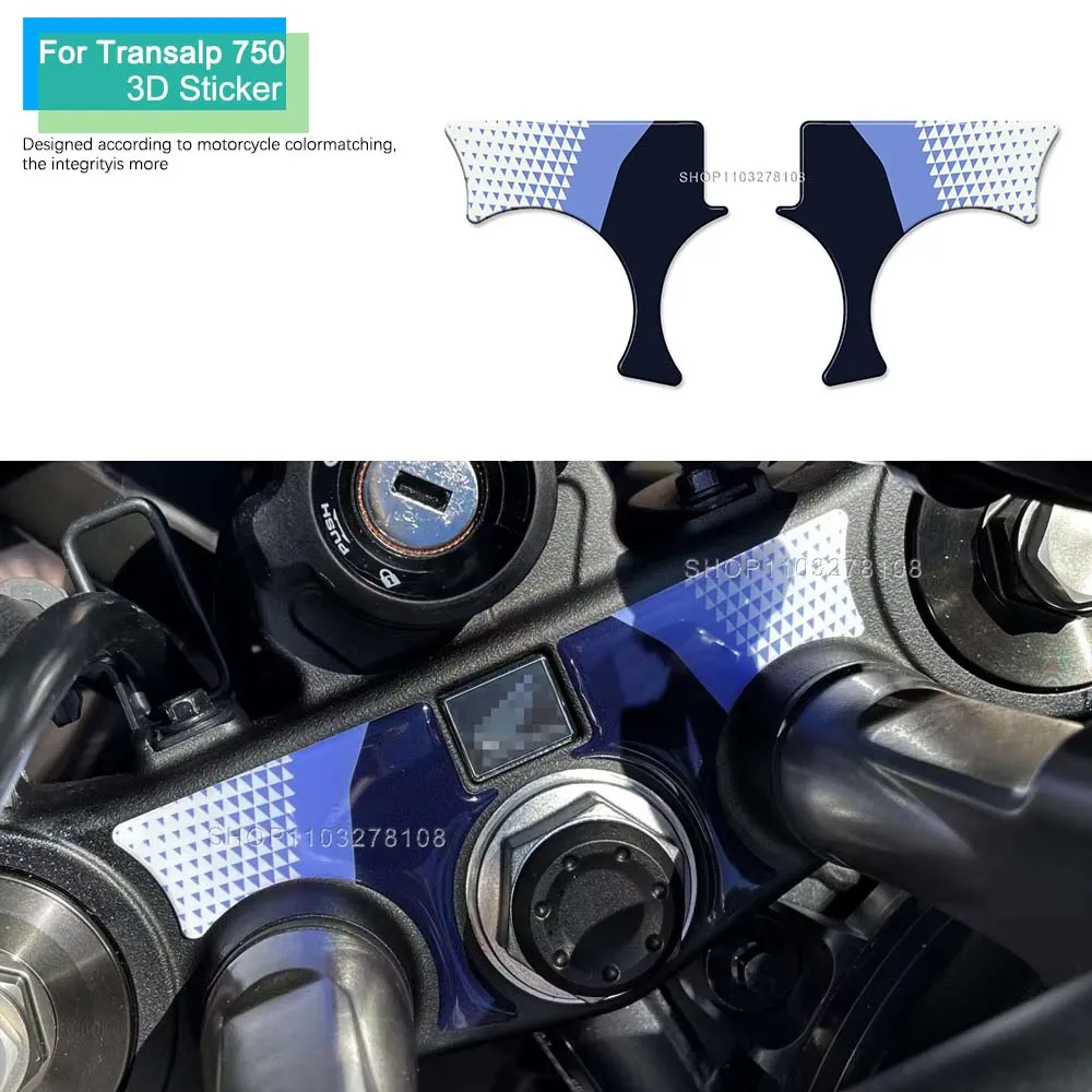 

3D Resin Motorcycle Steering Plate Sticker Waterproof Anti-scratch Oil Tank Fuel Gas Fork Decals for Honda Transalp 750 2023