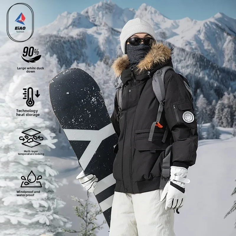 

New Winter Jacket 90% Duck Down Insulated Hardshell Waterproof Windproof Skiing Snow Sports Thermal Warm Parka for Men Women