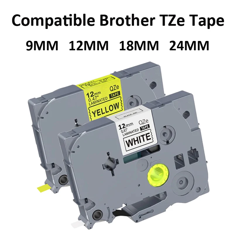 Compatible Brother 6/9/12mm Tze231 Black on White Label Tape Tze tapes Tze631 tze 221 tz621 tze651 tze251 for P Touch printer